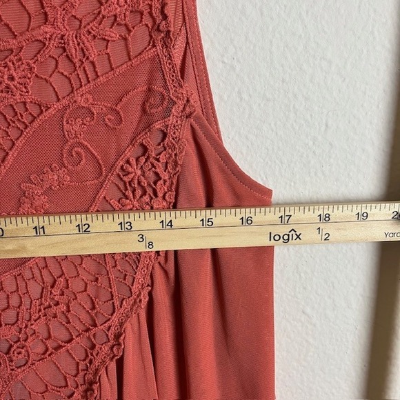Ultra Pink M‎ Coral Lace Babydoll Flouncy Tank Top Boho Festival Coquette - Picture 11 of 13